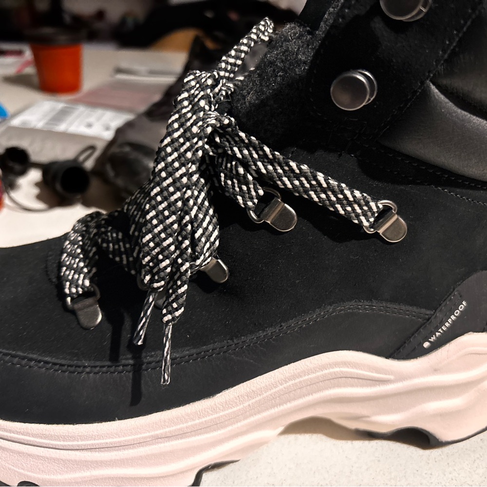 Surell Black and White Winter Boots with Chunky Sole